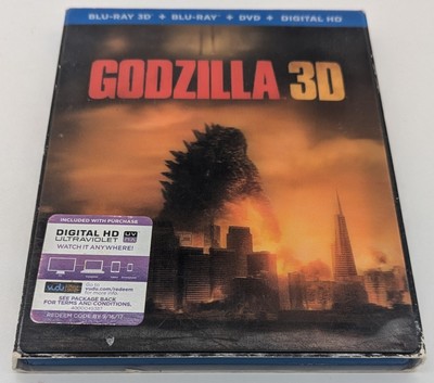 Godzilla 3D 2014 (Blu-ray 3D Blu-Ray DVD Digital HD)  3 Disc Set W/ Slipcover-image