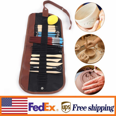 24 Pieces Art Clay Pottery Modeling Sculpting Tools Kit Set DIY Ceramics Carving-image