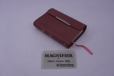 SMALLEST BIBLE F105S (w/ Nelson KJV, Pink Leather, Snap Flap, Magnifier)-image
