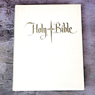 1966 Holy Bible Catholic Edition White Confraternity Text Gold Gilded 11x8