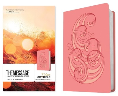 Eugene H. Peterso Message Deluxe Gift Bible, Pink and Gold Wave (Leather Bound)-image