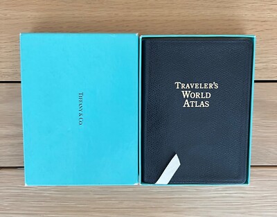 1997 Tiffany & Co. Traveler’s World Atlas, Dark Blue Leather, Gold Gilded, Box-image
