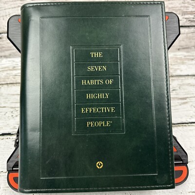 The Seven Habits of Highly Effective People Leather Binder Work Book Covey 1998-image