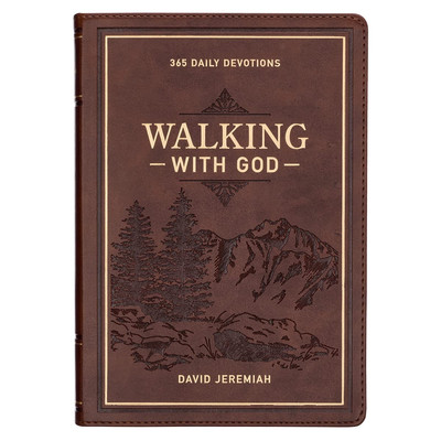 Walking with God 365 Daily Devotions, Large Print Brown Faux Leather-image