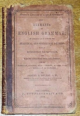 ELEMENTS OF ENGLISH GRAMMAR Samuel Greene 1864 Leather School Book Civil War Era-image