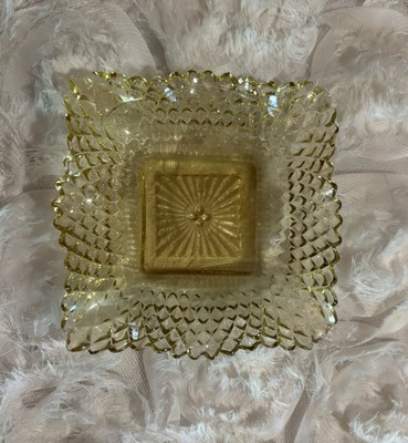 Westmoreland Hobnail Glass Bowl Ashtray Amber Depression Ruffle Edge Vintage USA-image
