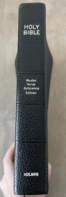 Holman Cowhide Leather Holy Bible KJV Master Verse Reference Jewel Edition 1968-image