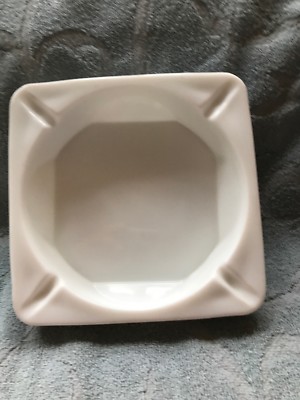 Westmorland Beaded Grape Ashtray-6 1/2” Square-heavy white milk glass-image