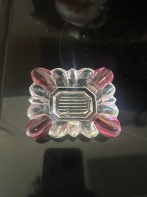 Vintage Westmoreland Ruby Red & Clear Flashed Glass Ashtray • Trinket Dish-image