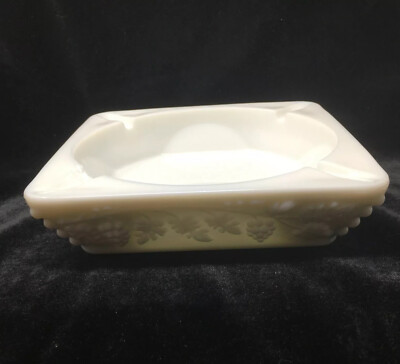 Westmoreland Milk Glass Cigarette/Joint Ashtray Grape & Leaves 5