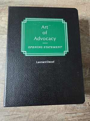 Art of Advocacy Opening Statement Law Binder by Leonard Decof Mathew Bender Hard-image