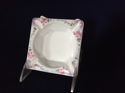 Westmoreland Roses & Bows Beaded Grape Square Ashtray White Milk Glass-image