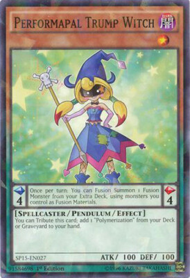 Yu-Gi-Oh Card - SP15-EN027 - PERFORMAPAL TRUMP WITCH (shatterfoil rare) -NM/Mint-image