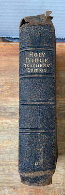 Vtg. 1895?Holy Bible Leather Holman E. & S. Teachers Edition KJ O & N Testaments-image