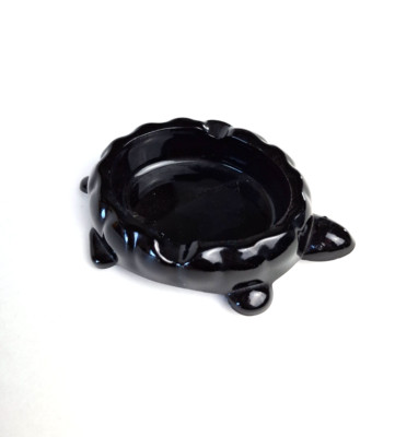 Vintage Westmoreland Glass Small Black Turtle Ashtray Dish-image