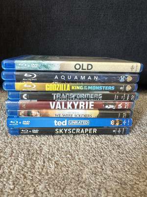 Adult Action Blu-ray Lot Aquaman Skyscraper Valkyrie Godzilla Transformers-image