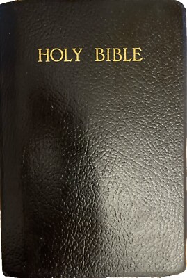 1987 DUGAN 780 HOLY BIBLE Black Buffalo Leather Red Letter King James Inscribed-image