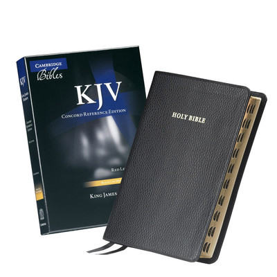 KJV Concord Reference Bible, Black Calf Split Leather, Red-letter Text, Thumb I,-image