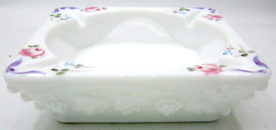 Westmoreland Milk Glass Square Ashtray (5 In.) Grape Relief-image
