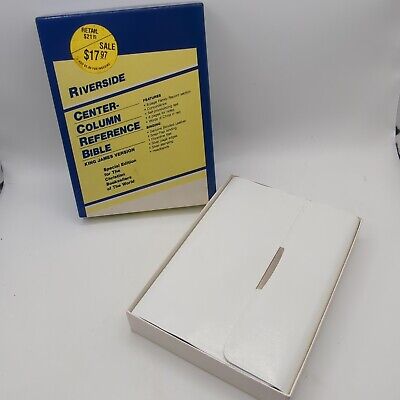 King James Version Holy Bible Center Column Reference~White Leather Snap Flap LN-image