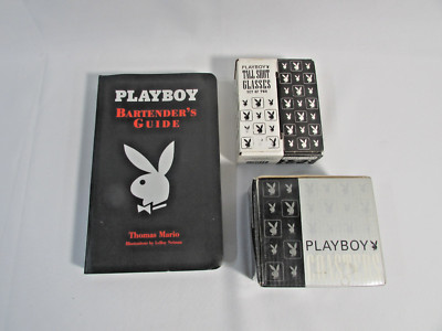 2003 Playboy Bartenders Guide  Thomas Mario with shot glasses and coaster set-image