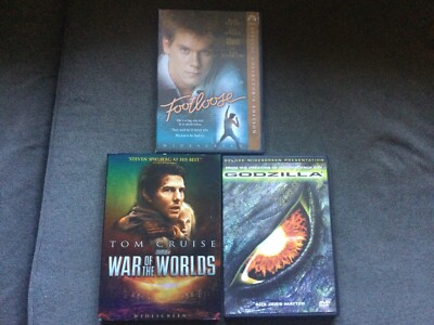 3 dvd lot Godzilla Footloose War of the Worlds-image