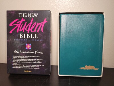 Classic 1984 NIV Student Bible Teal Bonded Leather from Zondervan W/ Box-image