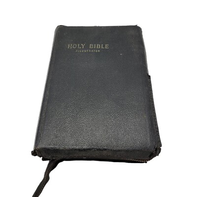 KJV Holy Bible Illustrated Zip Up World Publishing Company Vtg Black 7