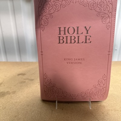 KJV Holy Bible, Giant Print Full-Size Bible, Pink Faux Leather Bible-image