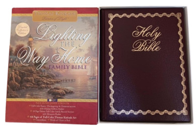 Lighting the Way Home Family Bible by Thomas Kinkade (2002 Leather, LIMITED ED)!-image