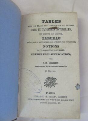 19C. ANTIQUE FRENCH MATHEMATICS TABLES TEXTBOOK w/ LEATHER COVERS-image