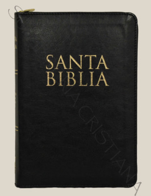 Biblia Tamaño Manual Letra Grande Negro con Dorado con Cierre con Indice-image