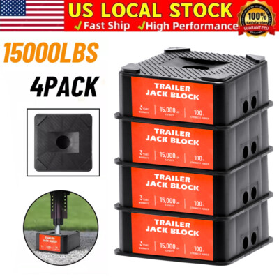 Pack of 4 Trailer Jack Block Stabilizer Blocks 15000lbs Levelers For RV Camper-image