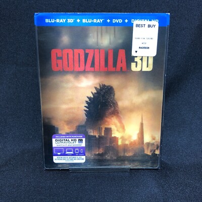 Godzilla 3D 2014 (Blu-ray 3D Blu-Ray DVD Digital HD)  3 Disc Set W/ Slipcover-image