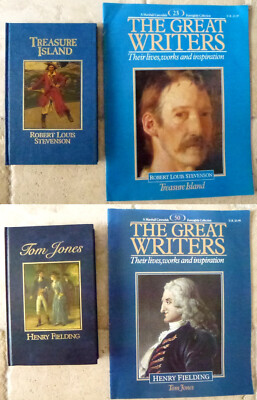 TOM JONES & TREASURE ISLAND 2 Books + 2 Study Guides THE GREAT WRITERS LIBRARY-image