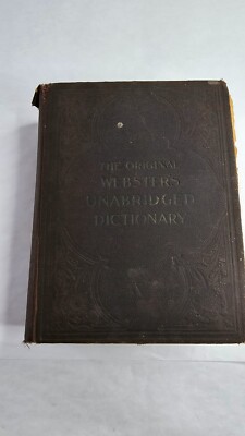 Antique Websters Dictionary Large Reference Book, 1900-image
