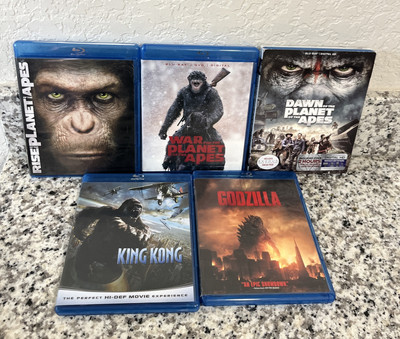 Planet of the Apes - Rise, Dawn, and War Blu-Ray Lot + King Kong & Godzilla-image