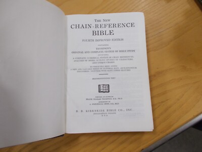 * The New Chain Reference Bible Thompson 4th Improved Edition B B Kirkbride 1964-image