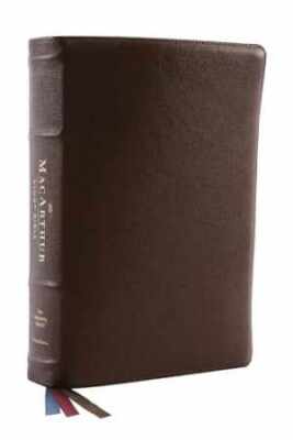NKJV, MacArthur Study - Leather Bound, by Thomas Nelson; MacArthur - Very Good-image
