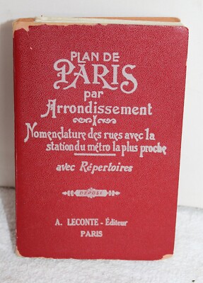 Rare Plan de Paris Par Arrondissement Pocket Leather Map Guide-image