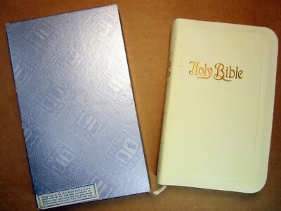 Holman White Bridal Bible KJV with original box Imitation Leather Pearl Text AEG-image