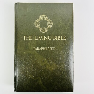 Vintage The Living Bible Paraphrased 1971 Tyndale House Green Padded Hardcover-image