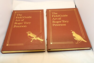 2 Volumes The Field Guide Art of Roger Tory Peterson, 1990 Easton Press Leather-image