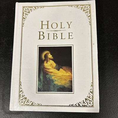 Cornerstone FAMILY BIBLE 2001 White Hardcover Family Tree Pages Color Pictures-image