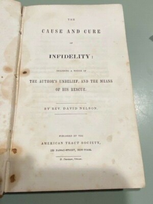 1841 Cause and Cure of infidelity Marriage cheating leather bound medical book-image