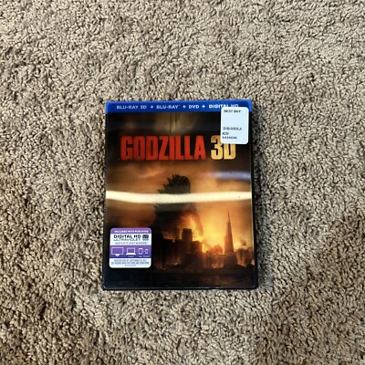 Godzilla (Blu-ray 3D + Blu-Ray + DVD +  Digital (NEW) Sealed With Slipcover,-image