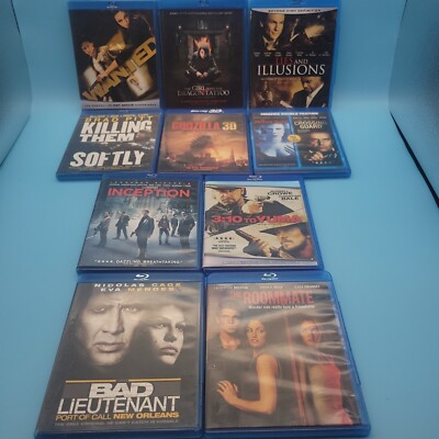 LOT OF 10  BLU RAY MOVIES Action Film Drama Movies Godzilla Wanted Inception-image