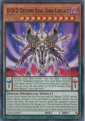 D/D/D Destiny King Zero Laplace NM #3 YA03 Yu-Gi-Oh! ARC-V Promo Cards Yugioh-image