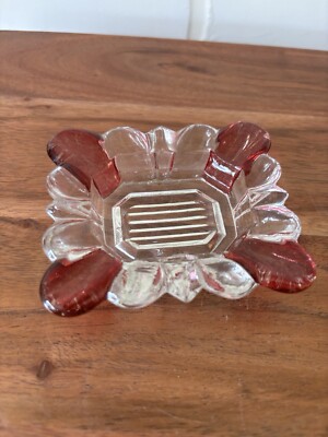 Vintage Westmoreland Ruby Flashed Small Ashtray EUC-image