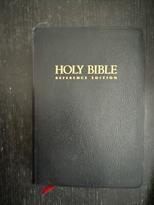 Holy Bible Reference Edition KJV Nelson Black Leather Words Of Christ In Red FS-image